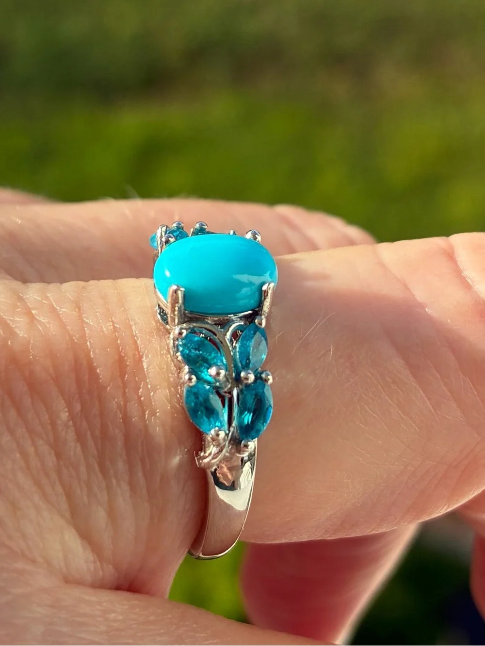 Sleeping Beauty Turquoise & Blue Apatite Band Ring